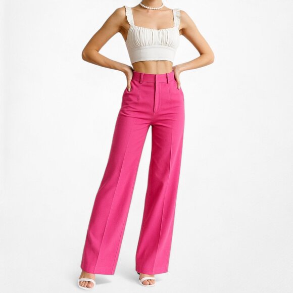 Zara Pink High Waisted Pink Straight Leg Pants Size XS/S - Picture 2 of 8